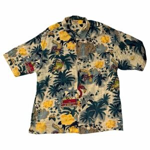 Rainforest Cafe Men's L Button-Up Rayon Short Sleeve Hawaiian Frog